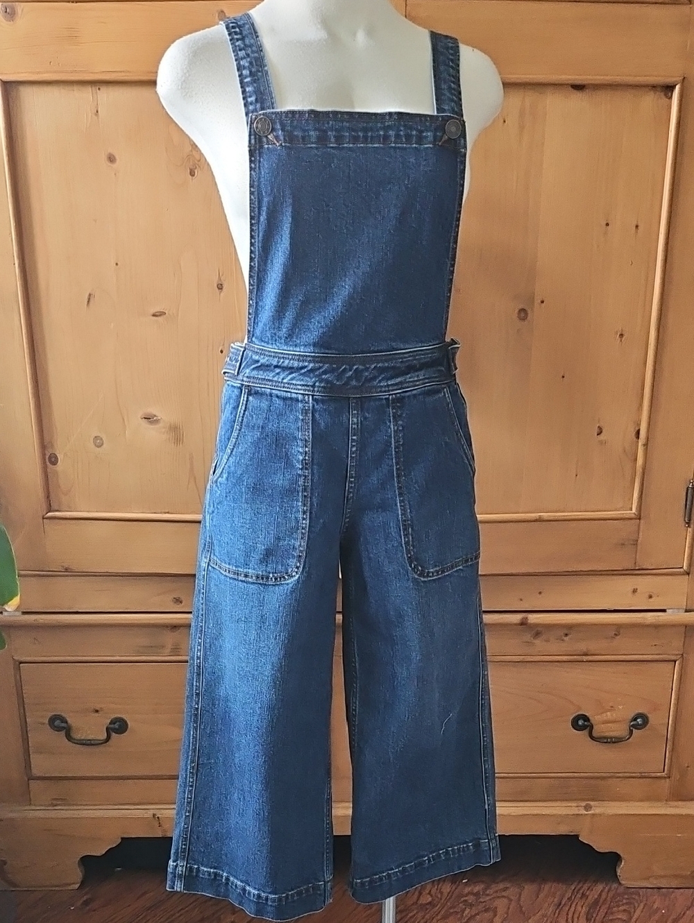 Vintage Free People Wide Leg Culotte Overalls Blue Size 0